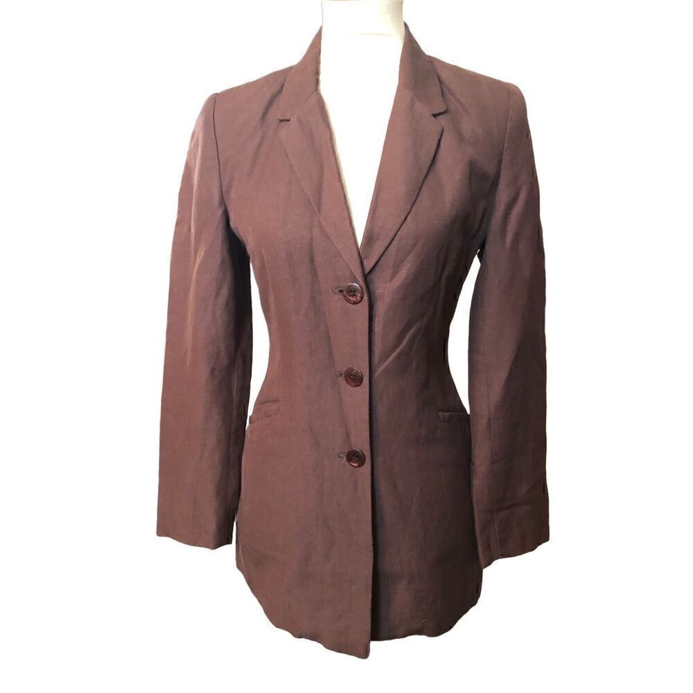 Express linen blend long line button front 90’s blazer Size 2